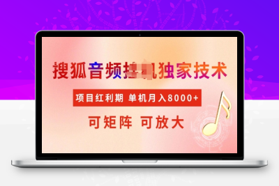 2933-全网首发⭐全网首发搜狐音频挂JI独家技术，项目红利期，可矩阵可放大，稳定月入8k【揭秘】
