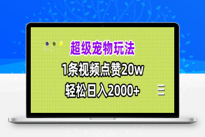 19.超级宠物视频玩法，1条视频点赞20w，轻松日入2000+