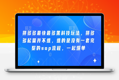 2685-356-20250423-拼多多最快最多黑科技玩法，拼多多起量并不难，难的是没有一套完整的sop流程，一起爆单!