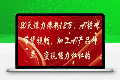 5088-029-20250504-20天爆力涨粉1.2W，AI猫咪带货视频，加上AI产品种草，变现能力杠杠的