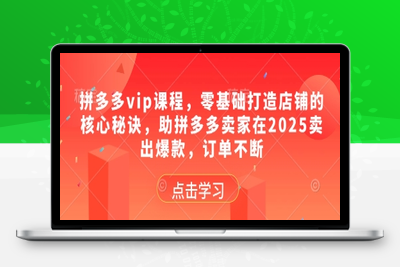 059-20250506-拼多多vip课程，零基础打造店铺的核心秘诀，助拼多多卖家在2025卖出爆款，订单不断【更多资源www.maomp.fun】