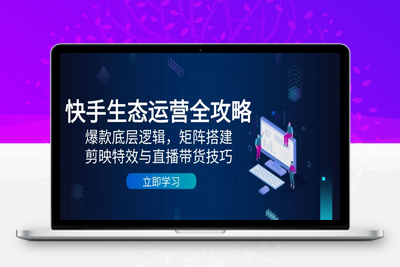 2025快手生态运营全攻略⭐快手生态运营全攻略：爆款底层逻辑，矩阵搭建，剪映特效与直播带货技巧
