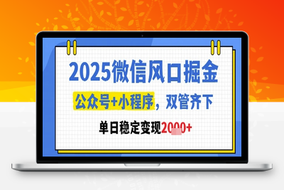 2025微信风口掘金，公众号+小程序双管齐下，单日稳定2000+⭐2025微信风口掘金，公众号+小程序双管齐下，单日稳定变现1k+【揭秘】