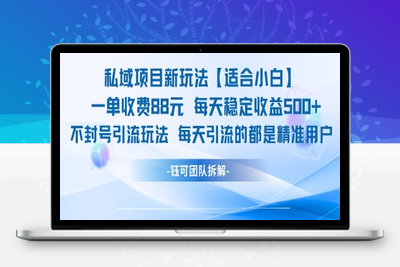 095-20250609-私域项目新玩法【适合小白】 一单收费88.每天稳定收益几张