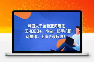 26寻道大千全新蓝海玩法，一天4000+，小白一部手机即可操作，无脑变现玩法！