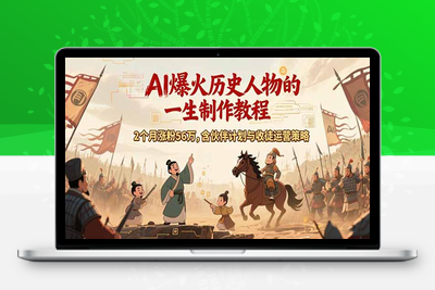 AI爆火历史人物一生4.0⭐AI历史人物赛道课程，2个月涨粉56万，含伙伴计划与收徒运营策略