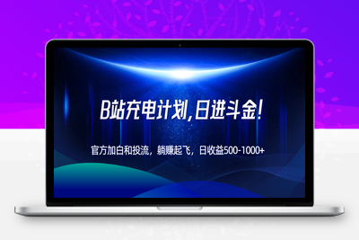 B站充电计划，官方加白和投流，躺赚起飞，日收益500-1000+！