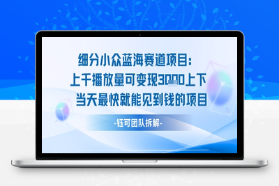 367-20250726-小众蓝海赛道项目：当天变现1k+适合新手操作 +适合长期玩