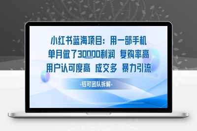 355-20250726-小红书蓝海项目,一部手机单月做了3W利润，小白也能月入过1W用户认可度高成交多⭐小红书蓝海项目，一部手机单月做了3W利润，小白也能月入过1W用户认可度高成交多