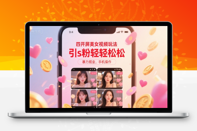 四开屏美女视频玩法，引s粉轻轻松松，暴力掘金，手机操作【揭秘】