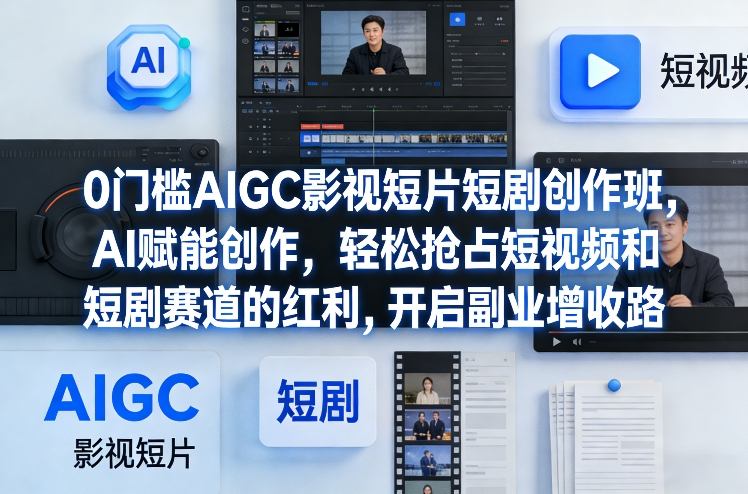 173-20260215-0门槛AIGC影视短片短剧创作班，AI赋能创作，轻松抢占短视频和短剧赛道的红利，开启副业增收路