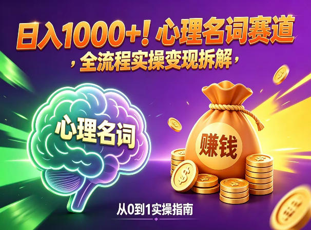 083-20260408-心理名词赛道，新手小白也能做，全流程项目拆解，单日变现1k+