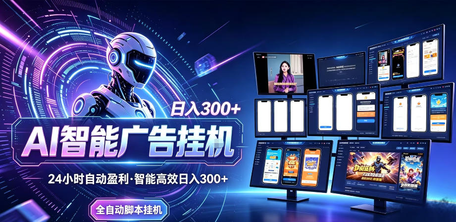 AI智能广告挂机⭐Ai智能广告挂G，别再瞎折腾了！这个全自动挂G项目，新手当天见钱，告别频繁换项目的烦恼【揭秘】