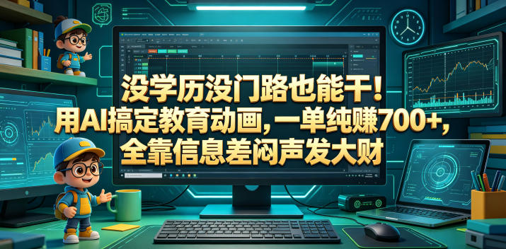 0526-AI动画微课⭐没学历没门路也能干！用AI搞定教育动画，一单纯賺700+，全靠信息差闷声发大财【揭秘】