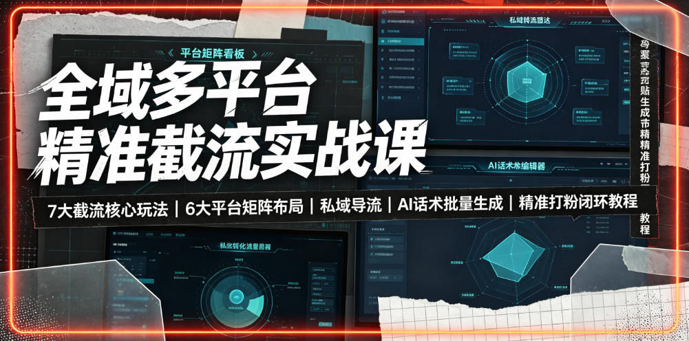114-20260708-全域多平台精准截流实战课｜7大截流核心玩法、6大平台矩阵布局、私域导流、AI话术批量生成、精准打粉闭环教程