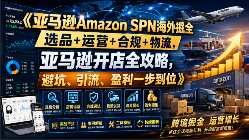 279-20260718-亚马逊Amazon SPN海外掘全，选品+运营+合规+物流，亚马逊开店全攻略，避坑、引流、盈利一步到位