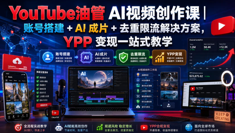 045-20260803-YouTube油管AI视频创作课｜账号搭建+AI成片+去重限流解决方案，YPP变现一站式教学