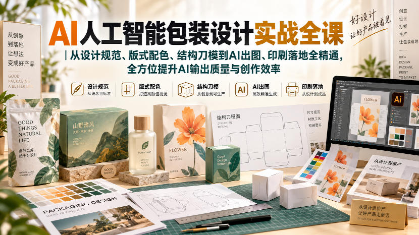 248-20260911-AI人工智能包装设计实战全课｜从设计规范、版式配色、结构刀模到AI出图、印刷落地全精通