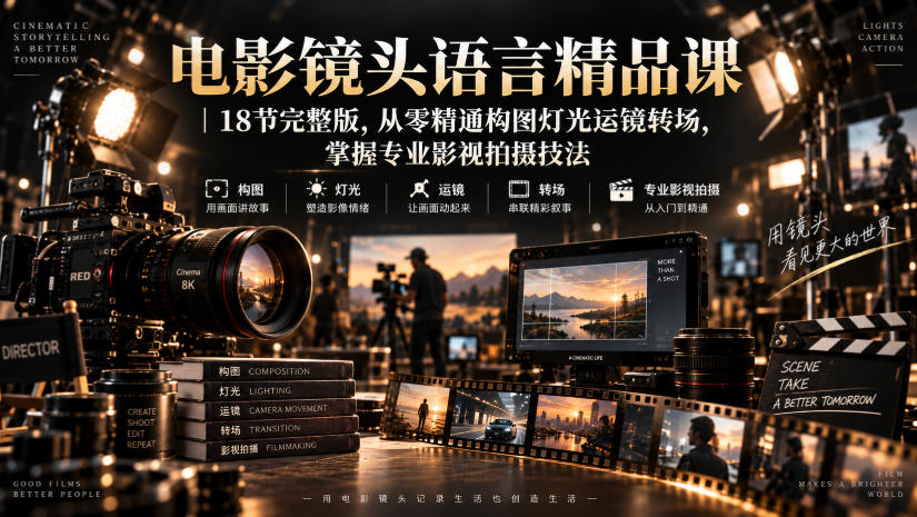 291-20260914-电影镜头语言精品课｜18节完整版，从零精通构图灯光运镜转场，掌握专业影视拍摄技法
