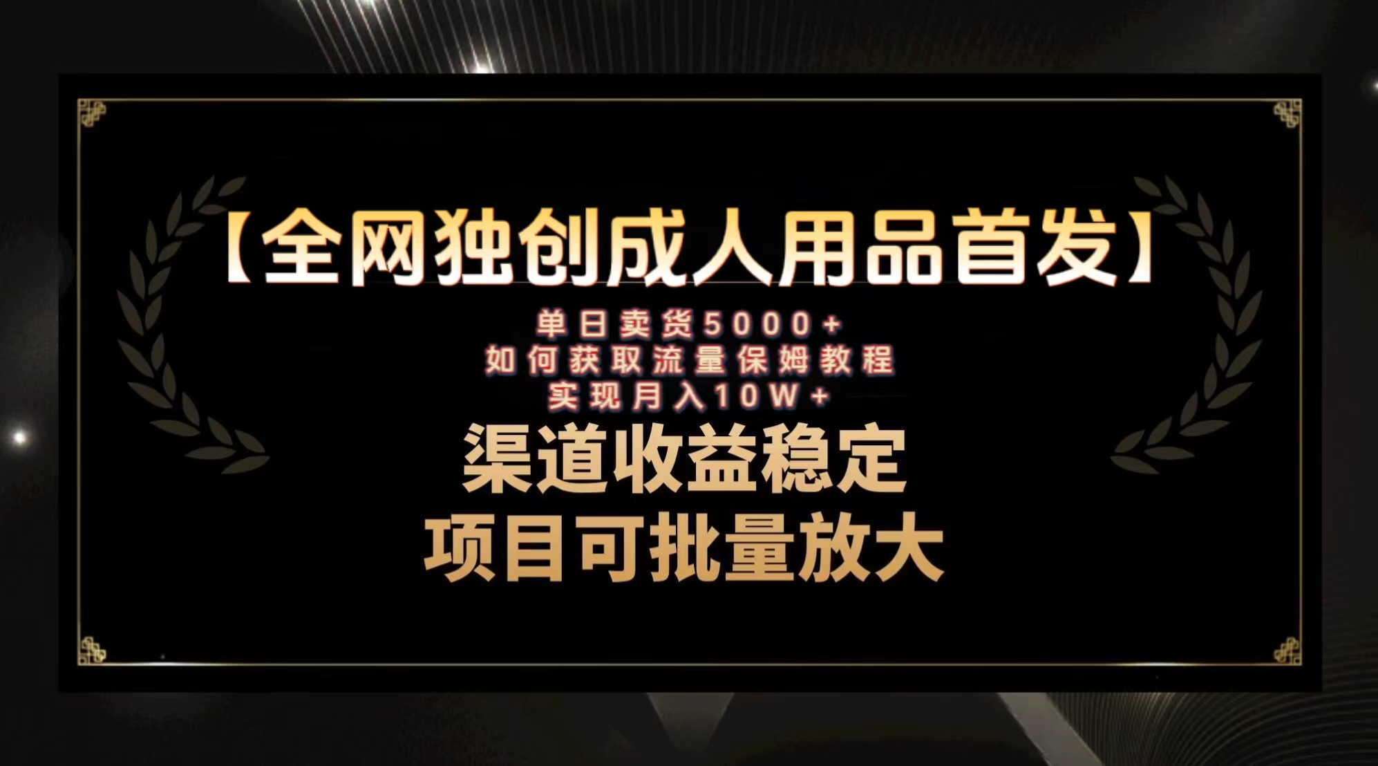 全网独创首发成人用品单日卖货5000+，如何获取流量卖货1.0保姆教学⭐最新全网独创首发，成人用品赛道引流获客，月入10w保姆级教程