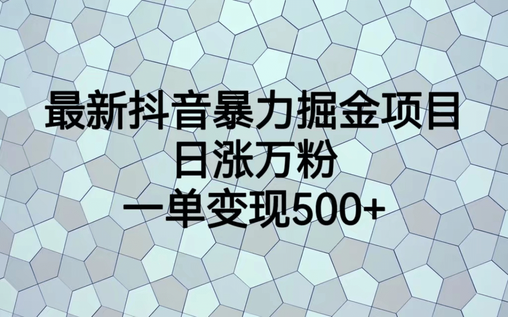（7100期）抖音掘金项目⭐最火热的抖音暴力掘金项目，日涨万粉，多种变现方式，一单变现可达500