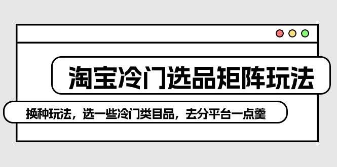（10159期）淘宝冷门选品矩阵玩法⭐淘宝冷门选品矩阵玩法：换种玩法，选一些冷门类目品，去分平台一点羹