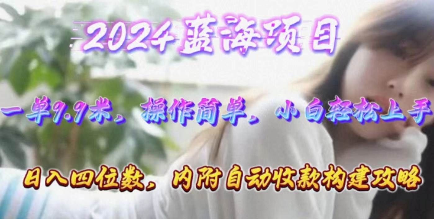 年轻群体的蓝海市场，1单9.9元，操作简单，小白轻松上手，日入四位数，送完整攻略