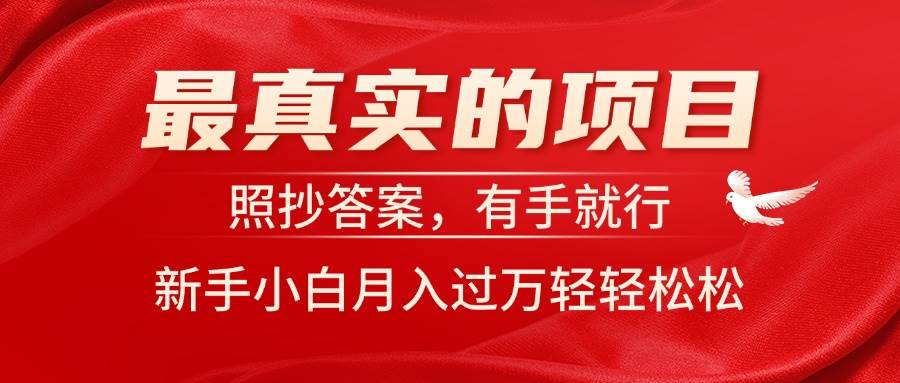 最新真实项目⭐最真实的项目，照抄答案，有手就行，新手小白一个月过万轻轻松松